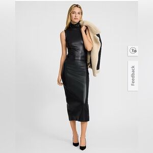 Express Faux Leather Charcoal Pencil Skirt